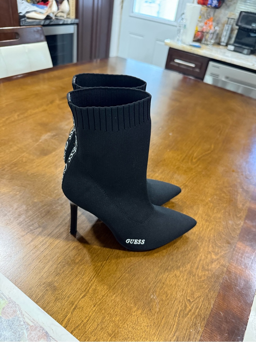 GUESS Black Sock-Style Pointed Toe Stiletto Boots size 8 women